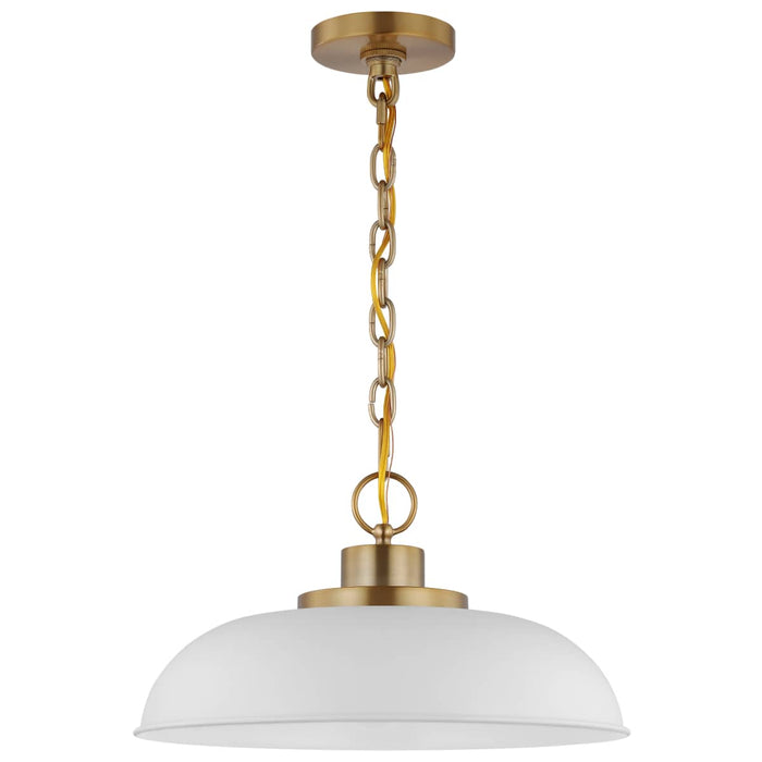 Pendant Nuvo 60-7480 Colony - 1 Light - Small Pendant - Matte White with Burnished Brass Nuvo