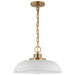 Pendant Nuvo 60-7480 Colony - 1 Light - Small Pendant - Matte White with Burnished Brass Nuvo