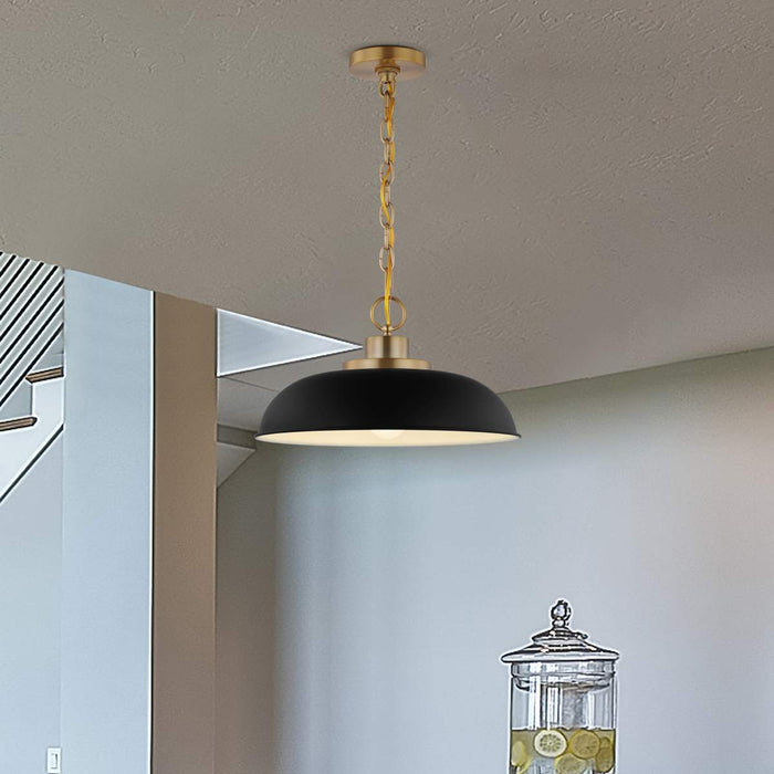 Pendant Nuvo 60-7481 Colony - 1 Light - Small Pendant - Matte Black with Burnished Brass Nuvo