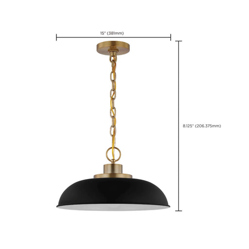 Pendant Nuvo 60-7481 Colony - 1 Light - Small Pendant - Matte Black with Burnished Brass Nuvo
