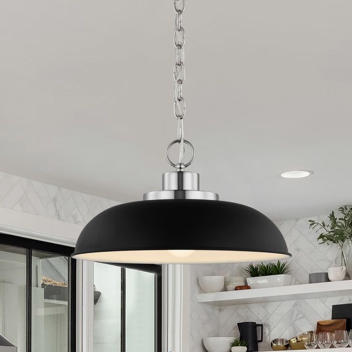 Pendant Nuvo 60-7482 Colony - 1 Light - Small Pendant - Matte Black with Polished Nickel Nuvo