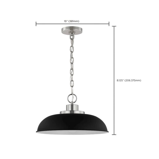 Pendant Nuvo 60-7482 Colony - 1 Light - Small Pendant - Matte Black with Polished Nickel Nuvo