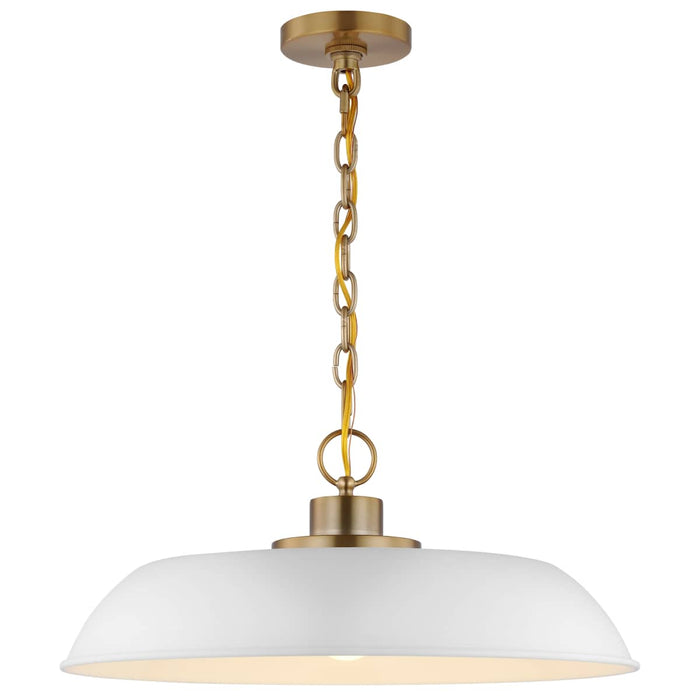 Pendant Nuvo 60-7483 Colony - 1 Light - Medium Pendant - Matte White with Burnished Brass Nuvo