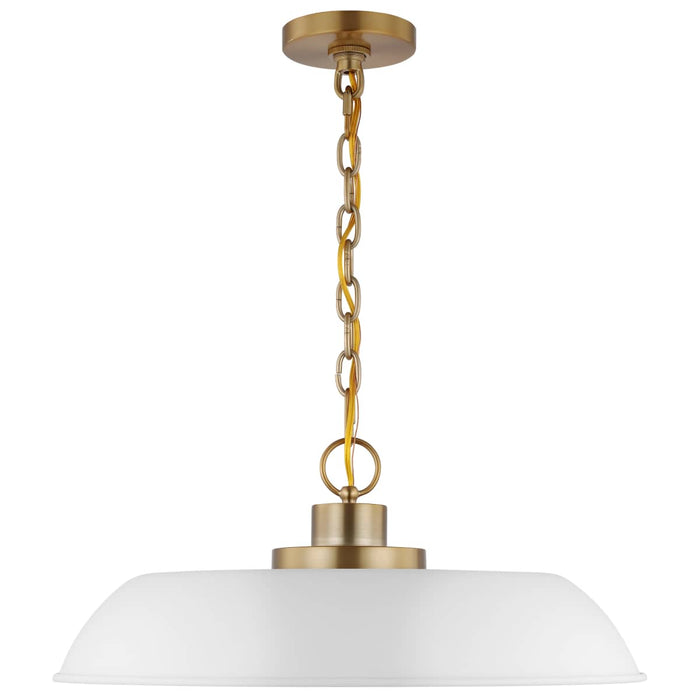 Pendant Nuvo 60-7483 Colony - 1 Light - Medium Pendant - Matte White with Burnished Brass Nuvo