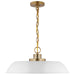 Pendant Nuvo 60-7483 Colony - 1 Light - Medium Pendant - Matte White with Burnished Brass Nuvo