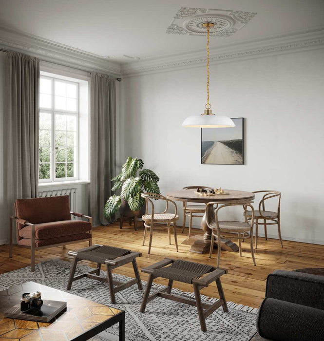 Pendant Nuvo 60-7483 Colony - 1 Light - Medium Pendant - Matte White with Burnished Brass Nuvo