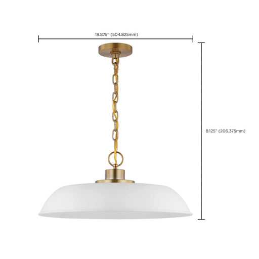 Pendant Nuvo 60-7483 Colony - 1 Light - Medium Pendant - Matte White with Burnished Brass Nuvo