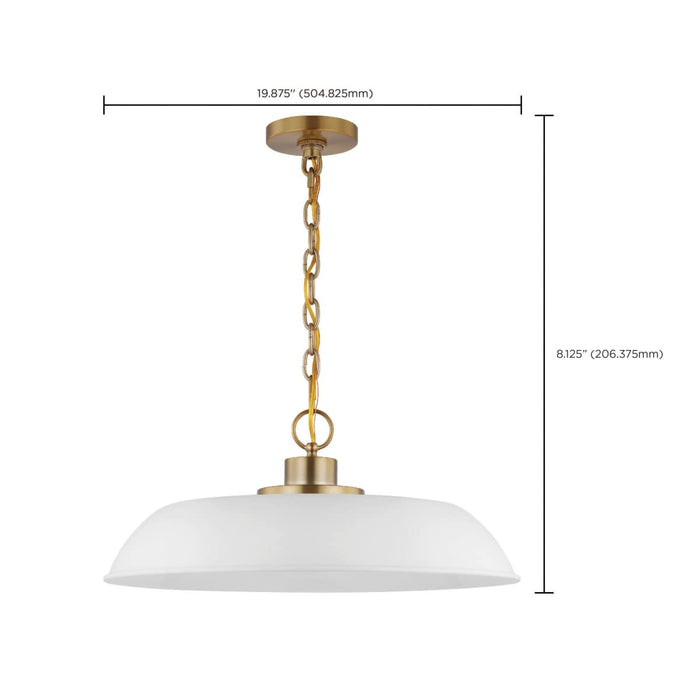 Pendant Nuvo 60-7483 Colony - 1 Light - Medium Pendant - Matte White with Burnished Brass Nuvo