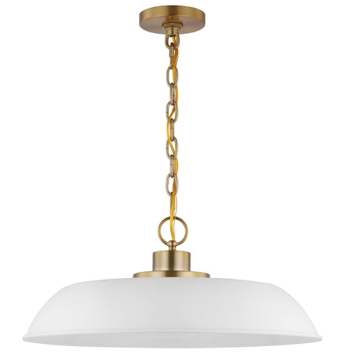 Pendant Nuvo 60-7483 Colony - 1 Light - Medium Pendant - Matte White with Burnished Brass Nuvo