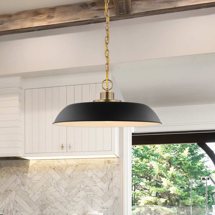 Pendant Nuvo 60-7484 Colony - 1 Light - Medium Pendant - Matte Black with Burnished Brass Nuvo