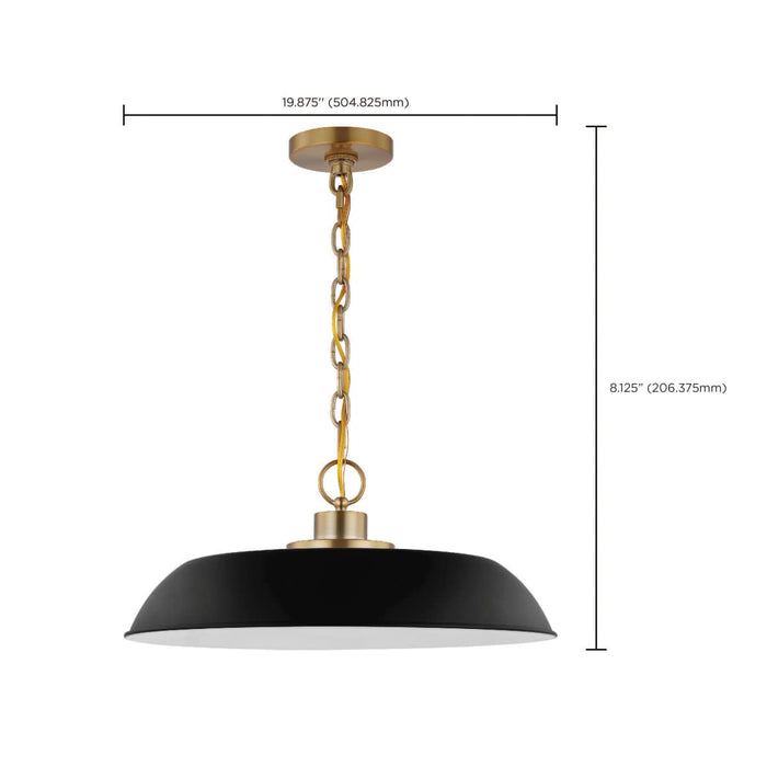 Pendant Nuvo 60-7484 Colony - 1 Light - Medium Pendant - Matte Black with Burnished Brass Nuvo