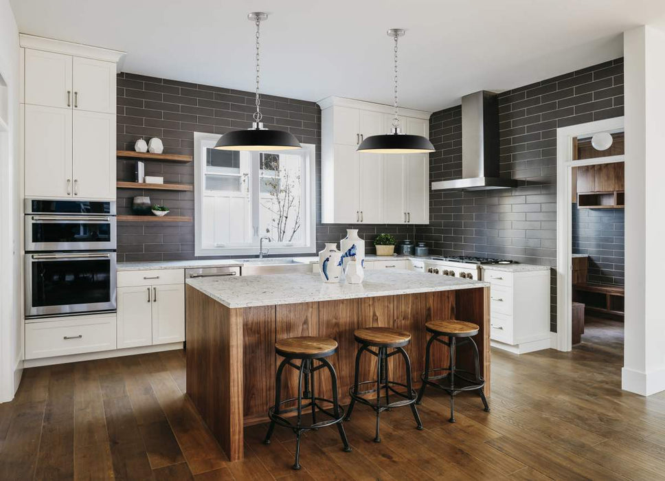 Pendant Nuvo 60-7485 Colony - 1 Light - Medium Pendant - Matte Black with Polished Nickel Nuvo