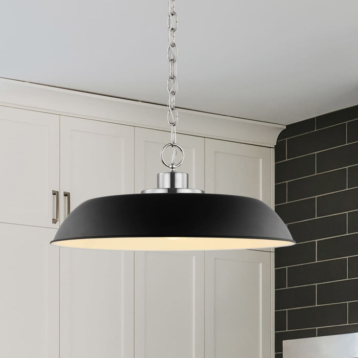 Pendant Nuvo 60-7485 Colony - 1 Light - Medium Pendant - Matte Black with Polished Nickel Nuvo