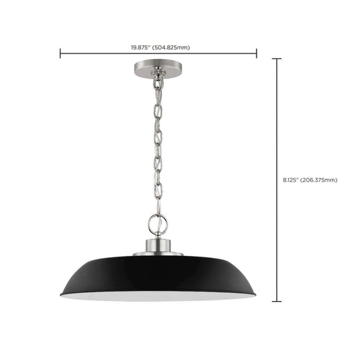Pendant Nuvo 60-7485 Colony - 1 Light - Medium Pendant - Matte Black with Polished Nickel Nuvo