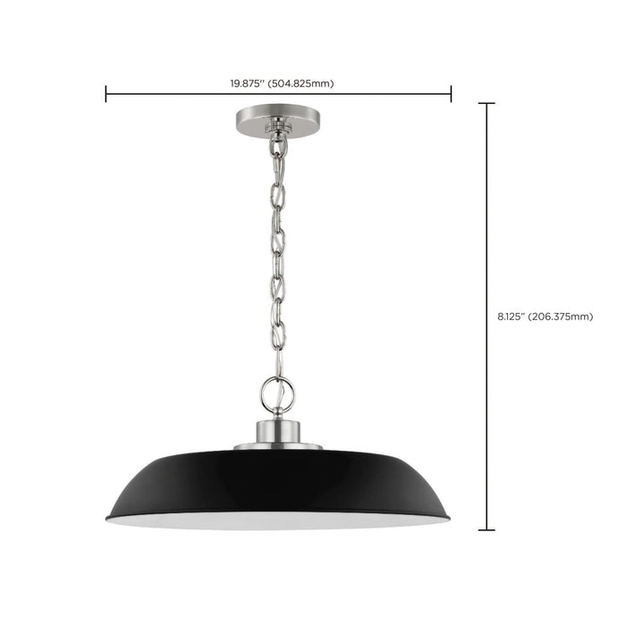 Pendant Nuvo 60-7485 Colony - 1 Light - Medium Pendant - Matte Black with Polished Nickel Nuvo