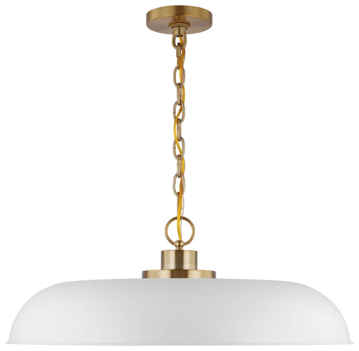 Pendant Nuvo 60-7486 Colony - 1 Light - Large Pendant - Matte White with Burnished Brass Nuvo