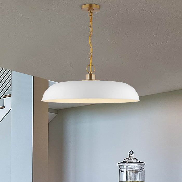 Pendant Nuvo 60-7486 Colony - 1 Light - Large Pendant - Matte White with Burnished Brass Nuvo
