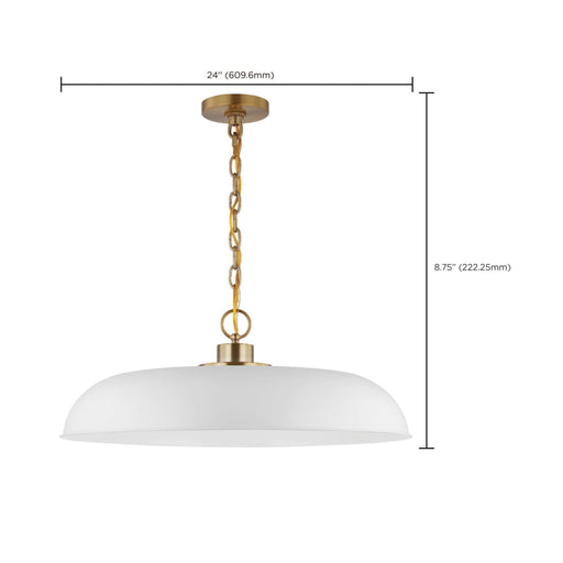 Pendant Nuvo 60-7486 Colony - 1 Light - Large Pendant - Matte White with Burnished Brass Nuvo