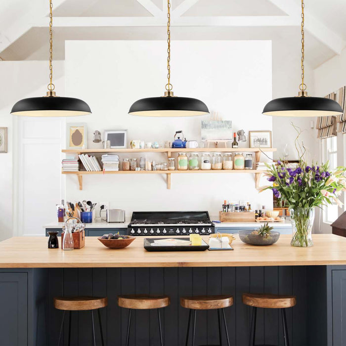 Pendant Nuvo 60-7487 Colony - 1 Light - Large Pendant - Matte Black with Burnished Brass Nuvo