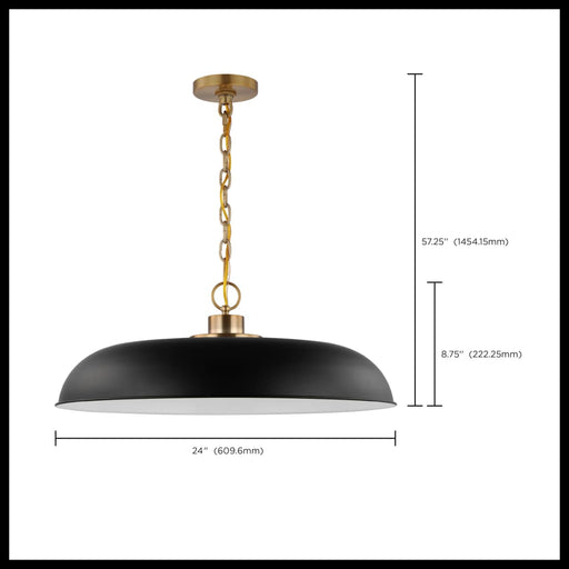Pendant Nuvo 60-7487 Colony - 1 Light - Large Pendant - Matte Black with Burnished Brass Nuvo