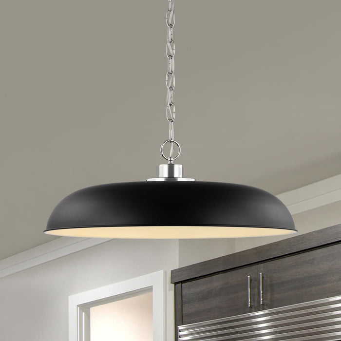 Pendant Nuvo 60-7488 Colony - 1 Light - Large Pendant - Matte Black with Polished Nickel Nuvo