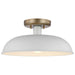 Semi Flush Nuvo 60-7490 Colony - 1 Light - Small Semi-Flush Mount Fixture - Matte White with Burnished Brass Nuvo