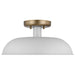 Semi Flush Nuvo 60-7490 Colony - 1 Light - Small Semi-Flush Mount Fixture - Matte White with Burnished Brass Nuvo