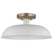 Semi Flush Nuvo 60-7490 Colony - 1 Light - Small Semi-Flush Mount Fixture - Matte White with Burnished Brass Nuvo