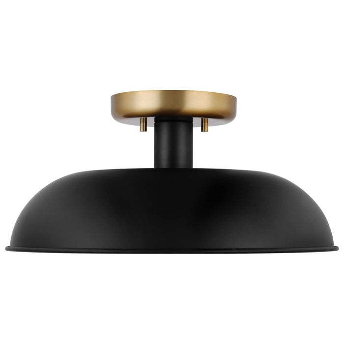 Semi Flush Nuvo 60-7491 Colony - 1 Light - Small Semi-Flush Mount Fixture - Matte Black with Burnished Brass Nuvo