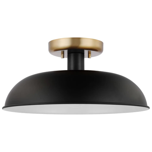 Semi Flush Nuvo 60-7491 Colony - 1 Light - Small Semi-Flush Mount Fixture - Matte Black with Burnished Brass Nuvo