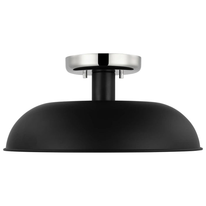 Semi Flush Nuvo 60-7492 Colony - 1 Light - Small Semi-Flush Mount Fixture - Matte Black with Polished Nickel Nuvo