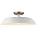 Semi Flush Nuvo 60-7493 Colony - 1 Light - Medium Semi-Flush Mount Fixture - Matte White with Burnished Brass Nuvo