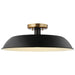 Semi Flush Nuvo 60-7494 Colony 1 Light Medium Semi-Flush Mount Fixture Matte Black with Burnished Brass Nuvo