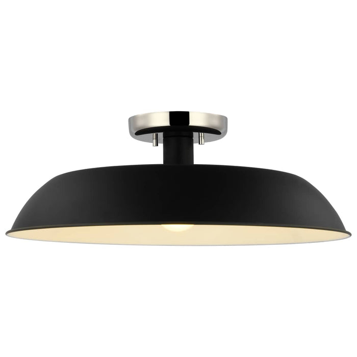 Semi Flush Nuvo 60-7495 Colony - 1 Light - Medium Semi-Flush Mount Fixture - Matte Black with Polished Nickel Nuvo