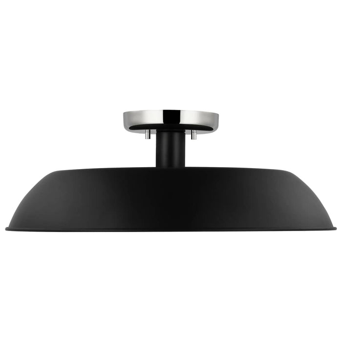 Semi Flush Nuvo 60-7495 Colony - 1 Light - Medium Semi-Flush Mount Fixture - Matte Black with Polished Nickel Nuvo