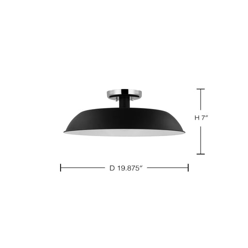 Semi Flush Nuvo 60-7495 Colony - 1 Light - Medium Semi-Flush Mount Fixture - Matte Black with Polished Nickel Nuvo