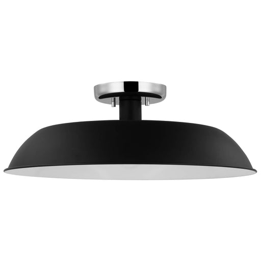 Semi Flush Nuvo 60-7495 Colony - 1 Light - Medium Semi-Flush Mount Fixture - Matte Black with Polished Nickel Nuvo