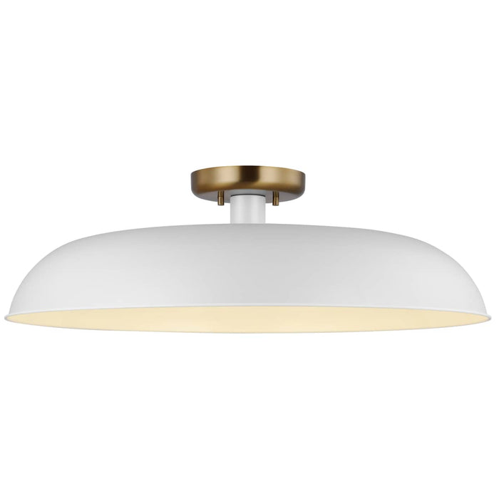 Semi Flush Nuvo 60-7496 Colony - 1 Light - Large Semi-Flush Mount Fixture - Matte White with Burnished Brass Nuvo