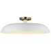 Semi Flush Nuvo 60-7496 Colony - 1 Light - Large Semi-Flush Mount Fixture - Matte White with Burnished Brass Nuvo