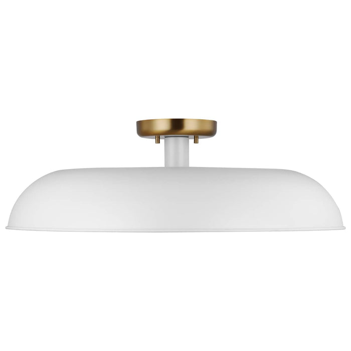 Semi Flush Nuvo 60-7496 Colony - 1 Light - Large Semi-Flush Mount Fixture - Matte White with Burnished Brass Nuvo