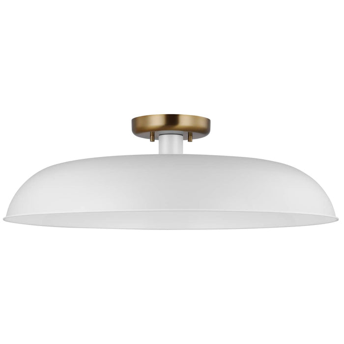Semi Flush Nuvo 60-7496 Colony - 1 Light - Large Semi-Flush Mount Fixture - Matte White with Burnished Brass Nuvo