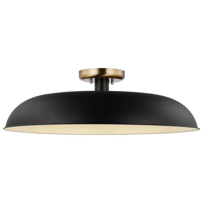 Semi Flush Nuvo 60-7497 Colony - 1 Light - Large Semi-Flush Mount Fixture - Matte Black with Burnished Brass Nuvo