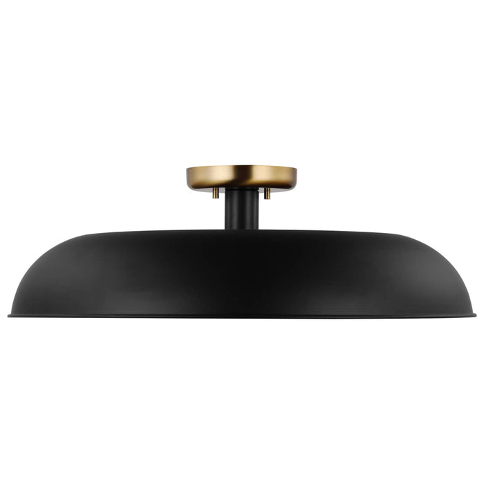 Semi Flush Nuvo 60-7497 Colony - 1 Light - Large Semi-Flush Mount Fixture - Matte Black with Burnished Brass Nuvo