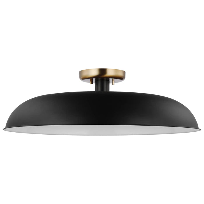 Semi Flush Nuvo 60-7497 Colony - 1 Light - Large Semi-Flush Mount Fixture - Matte Black with Burnished Brass Nuvo