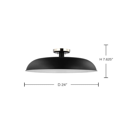 Semi Flush Nuvo 60-7498 Colony - 1 Light - Large Semi-Flush Mount Fixture - Matte Black with Polished Nickel Nuvo