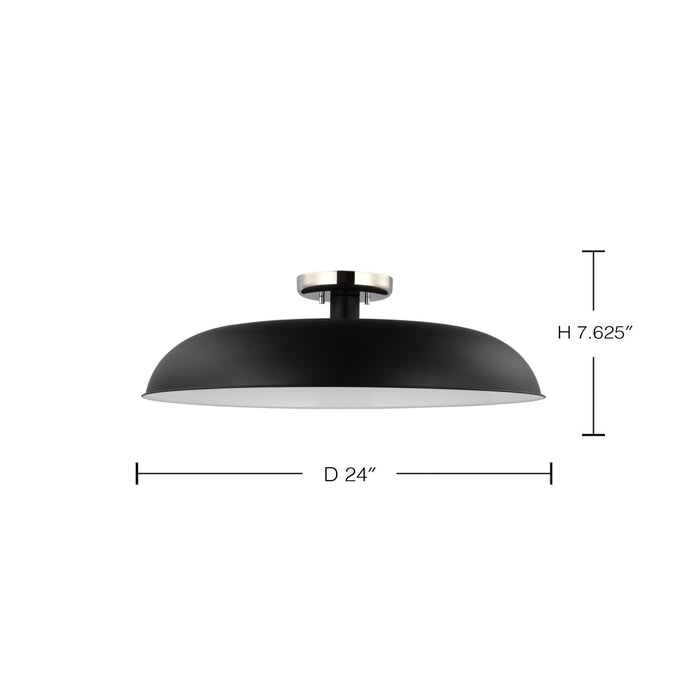 Semi Flush Nuvo 60-7498 Colony - 1 Light - Large Semi-Flush Mount Fixture - Matte Black with Polished Nickel Nuvo