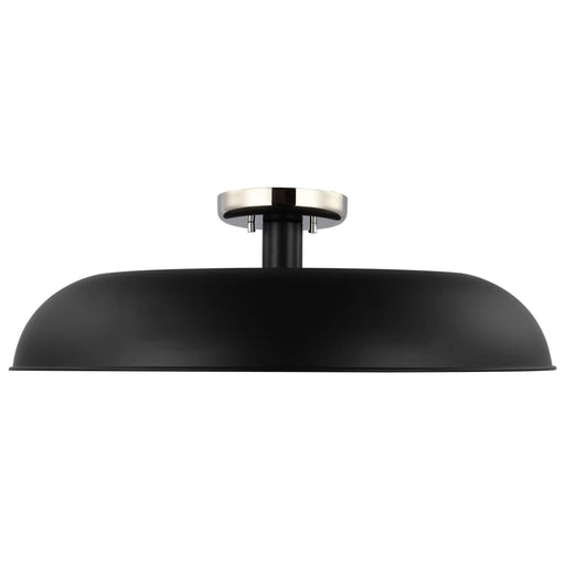 Semi Flush Nuvo 60-7498 Colony - 1 Light - Large Semi-Flush Mount Fixture - Matte Black with Polished Nickel Nuvo