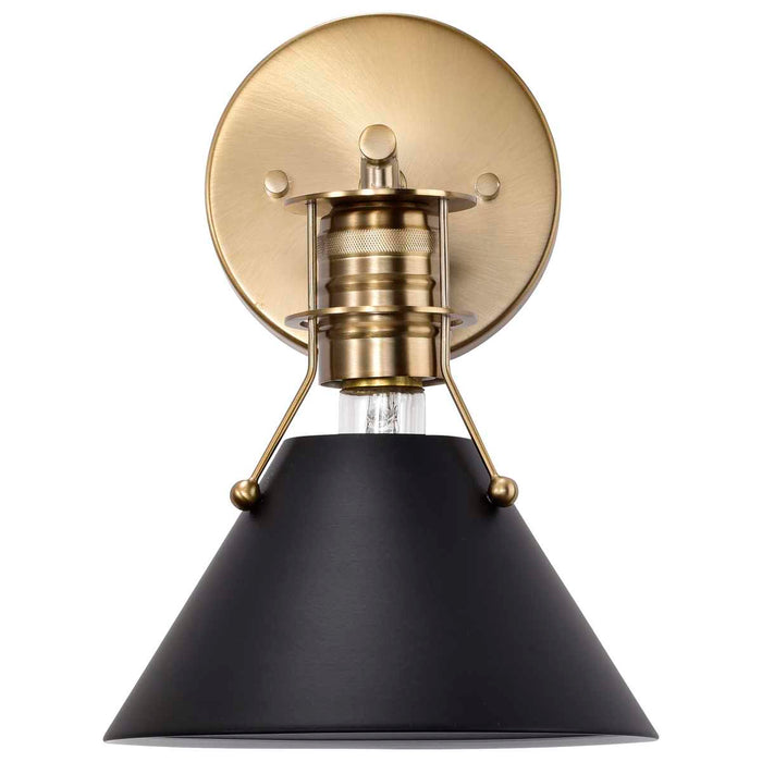 Sconce Nuvo 60-7519 Outpost - 1 Light - Wall Sconce - Matte Black with Burnished Brass Nuvo