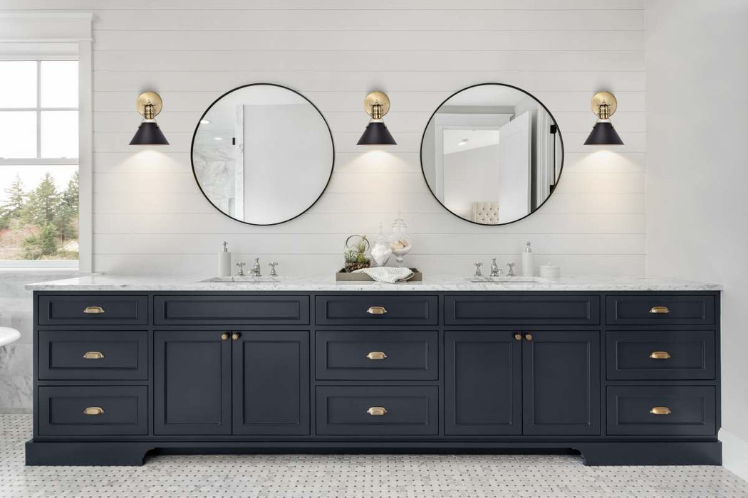 Sconce Nuvo 60-7519 Outpost - 1 Light - Wall Sconce - Matte Black with Burnished Brass Nuvo