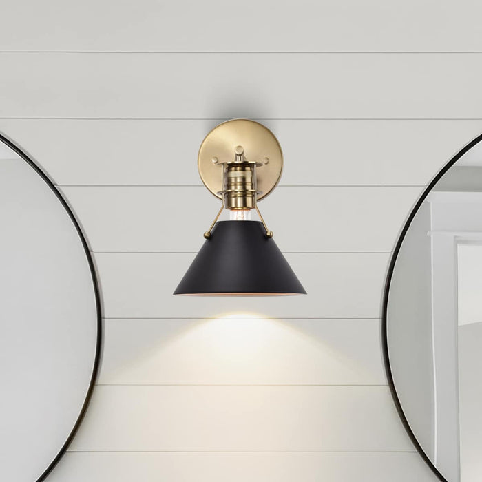 Sconce Nuvo 60-7519 Outpost - 1 Light - Wall Sconce - Matte Black with Burnished Brass Nuvo